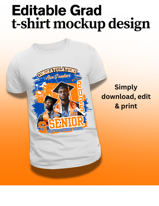 EDITABLE Senior Grad T-Shirt Template